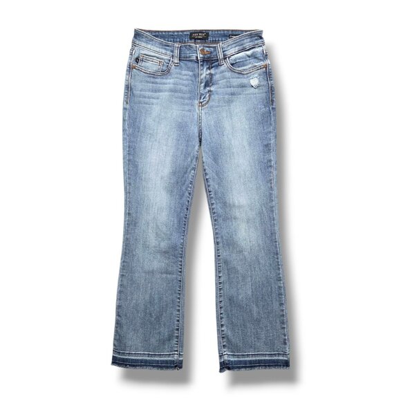Judy Blue Cropped Bootcut Jeans Womens 28 Release Hem Distressed Mid Rise - Picture 1 of 12